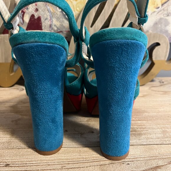 VIA GIULIA Three Tone Strappy Chunky  Heel Sandals - Picture 6 of 13